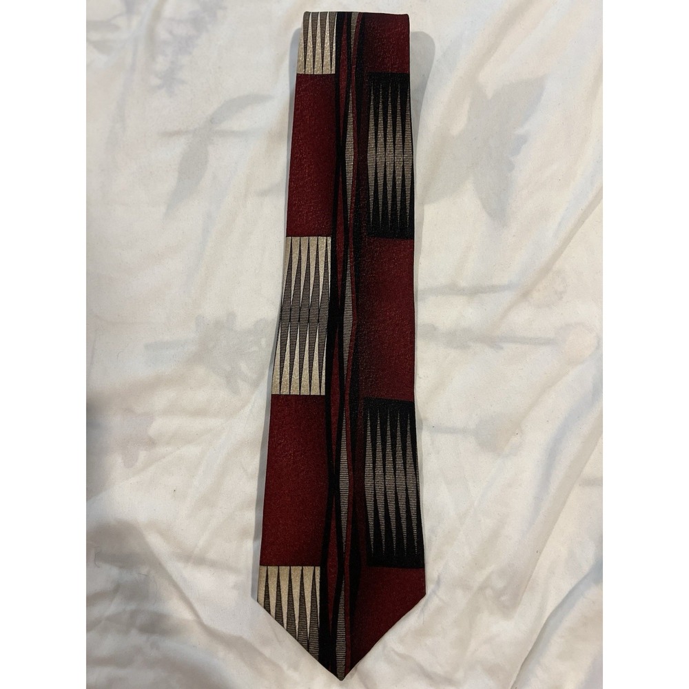 enrico guccini 100% Silk Tie Hand Made Red Black And Gold